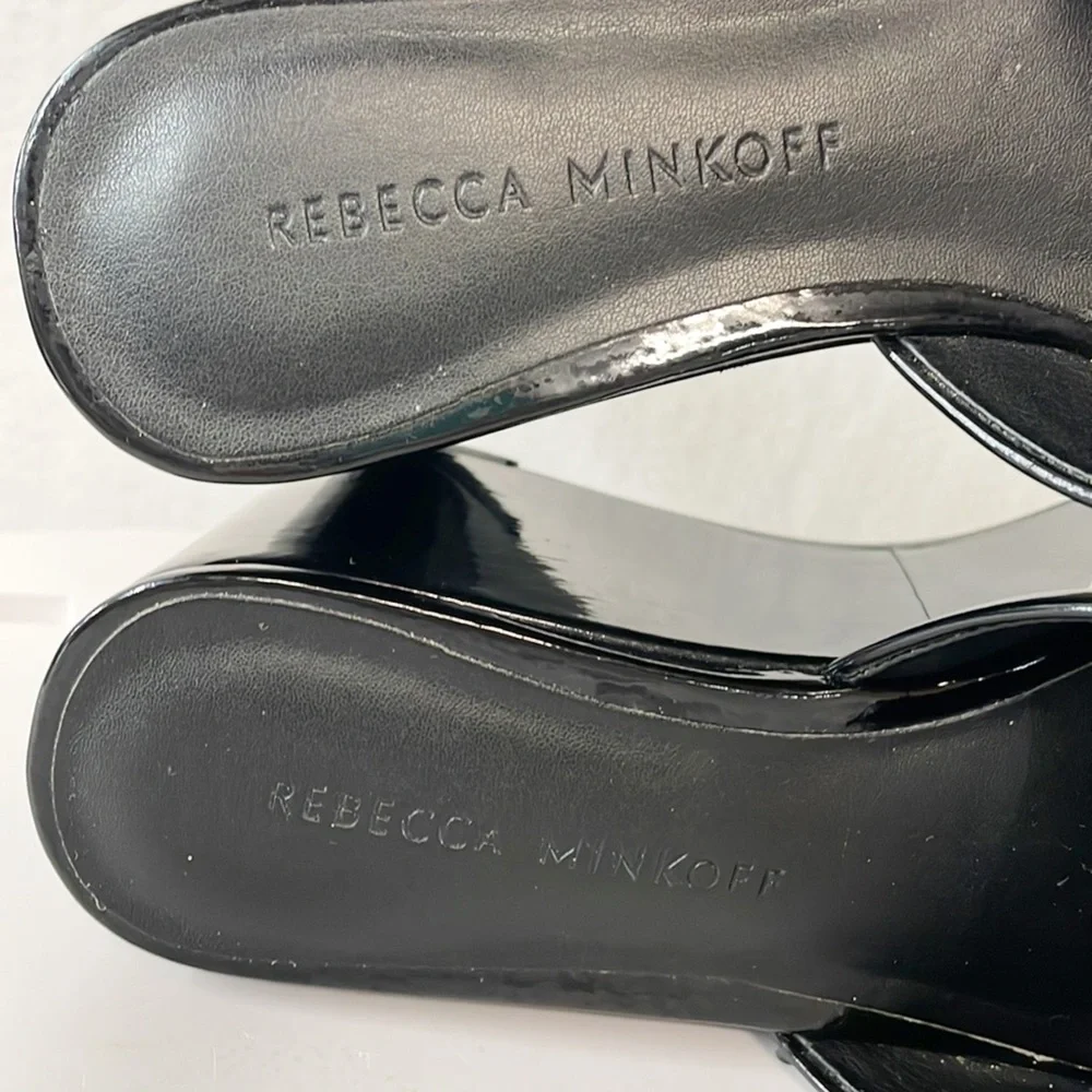 Rebecca‎ Minkoff Womens Sz 5.5M Jeanee Platform Slide Shoes Black Faux Leather